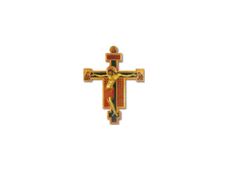 Kreuz CIMABUE, geschnitzter brett, mit Halo, mit rundschild, roh