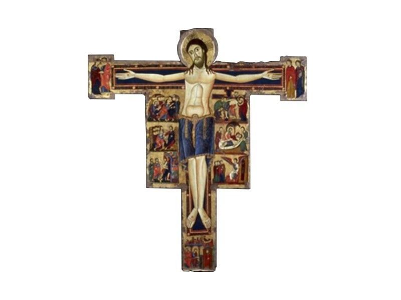 Kreuz ROSANO, glatt, ausgehhlter Heiligenschein, roh