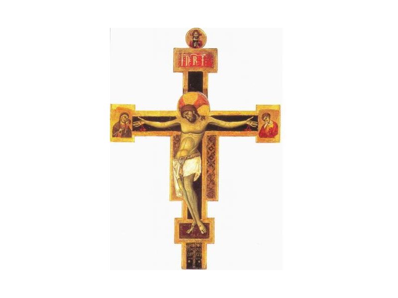 Croix Giunta Pisano di Pisa, avec cadre creuse, aurole, clipeus, brute