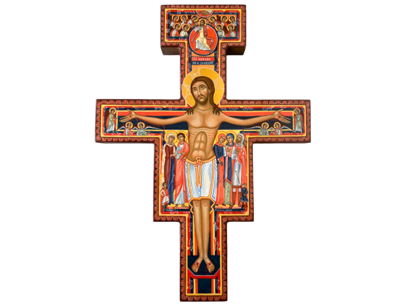 Crucifix San Damiano h 38 cm peint