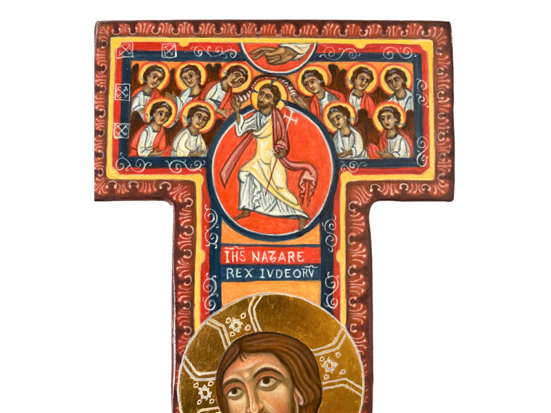 San Damiano Kruzifix H 38 cm bemalt