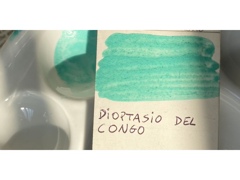 DIOPTASIO del Congo, minerale, pigmento macinato a 10 micron