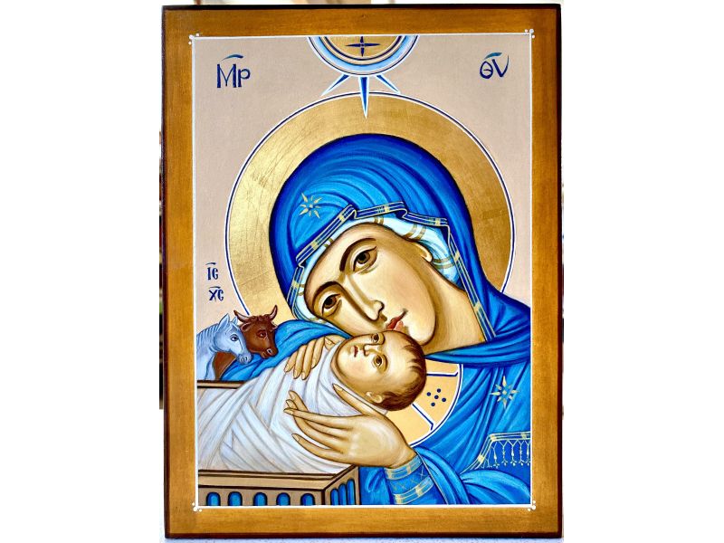 Icon of the Nativity, Virgin Mary with baby Jesus 18x24 cm