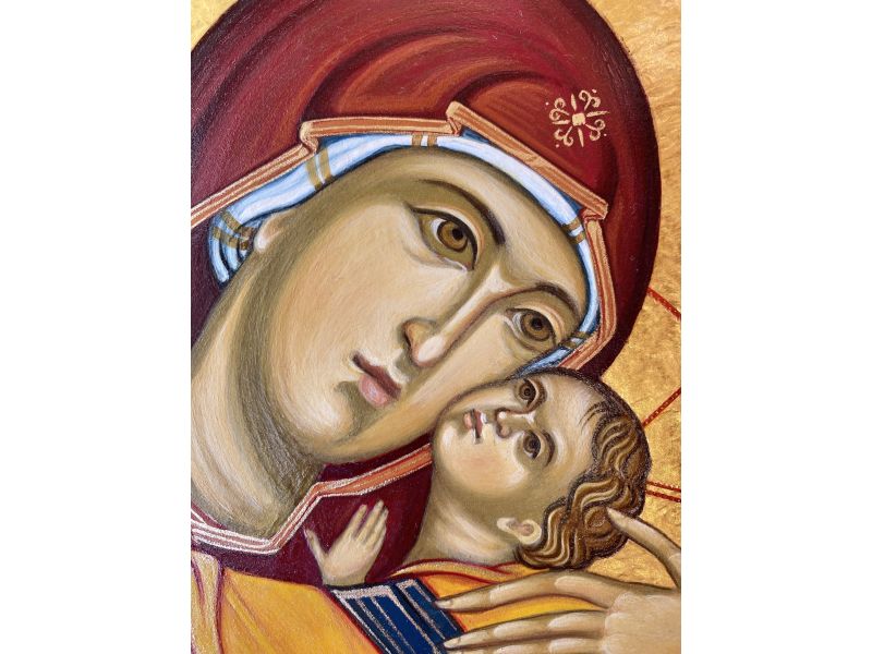 Icne Mre de Dieu de la Tendresse 18x24 cm, avec effet or martel