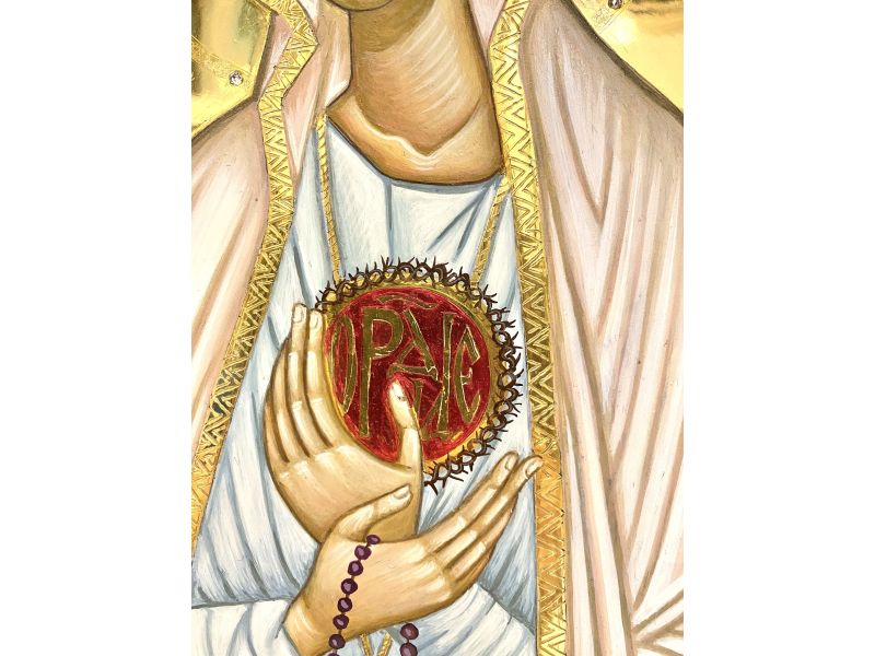 Icona, Madonna di Fatima su tavola mod. F 26x35,5 cm