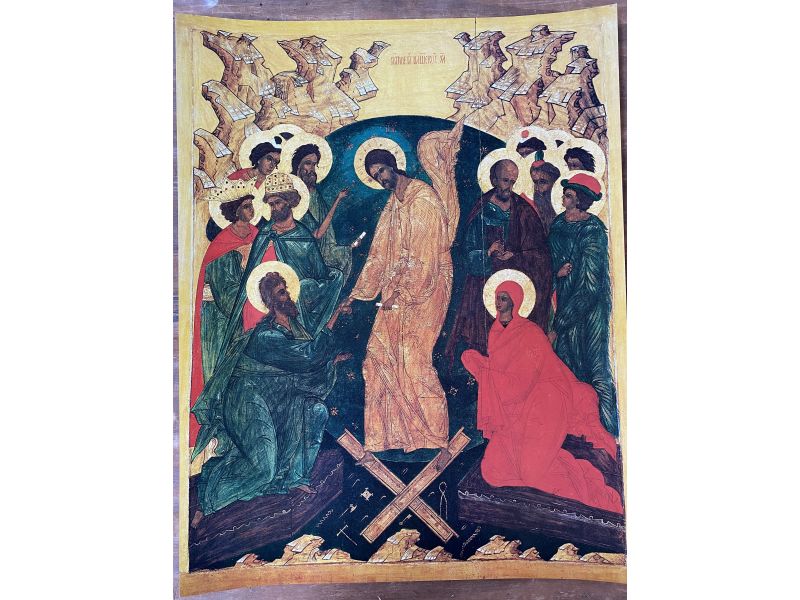Stampa icona Discesa agli Inferi scuola di Novgorod 53x69 cm
