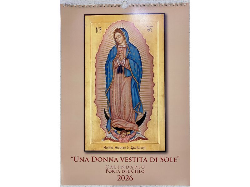 Calendario 2026 Associaz. La Porta del Cielo, con immagini di icone grandi.