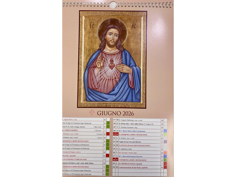 Calendario 2026 Associaz. La Porta del Cielo, con immagini di icone grandi.