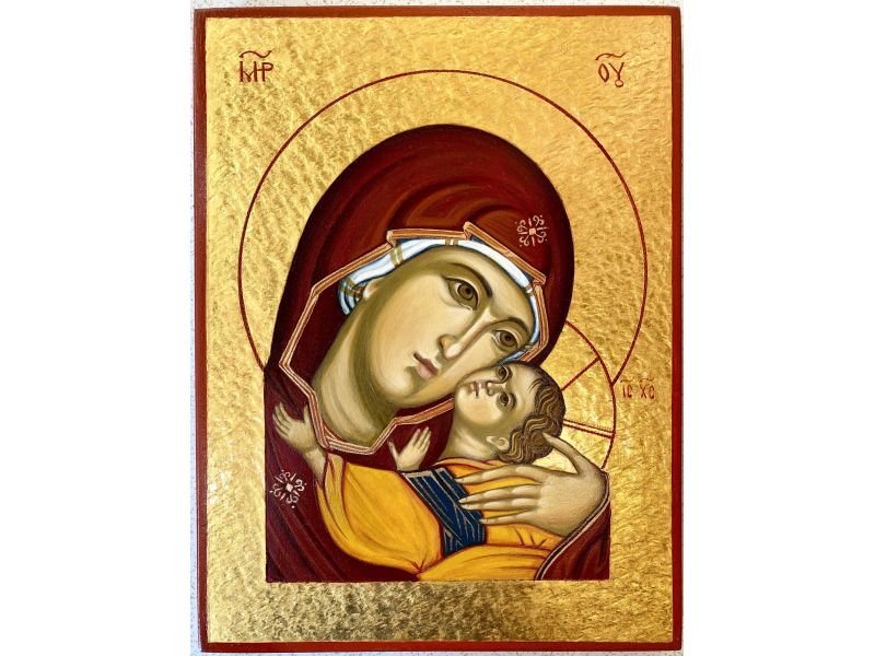 Icne Mre de Dieu de la Tendresse 18x24 cm, avec effet or martel