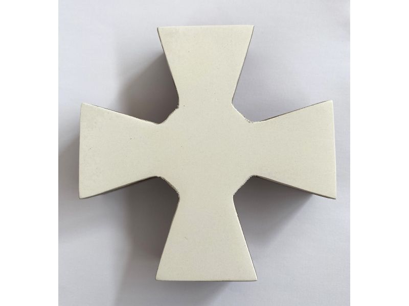 Croce Patente templare con cerchio al centro diam. 4cm 10x10 cm, liscia, gesso