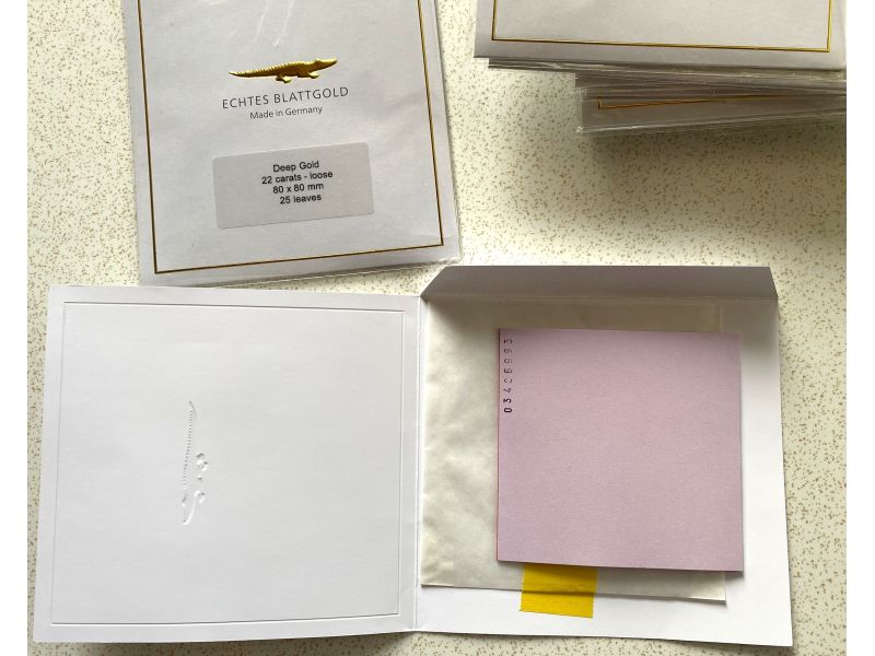 Eytzinger libretto foglia d'oro 25 fogli  22 Kt 8x8 cm SP. 15 gr. libero