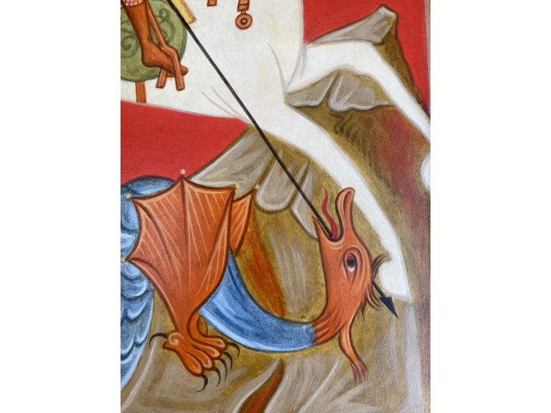 Icona San Giorgio e il drago, dipinta a mano, 30x40 cm