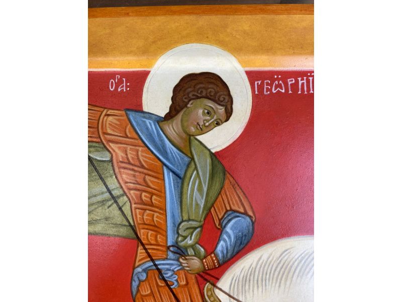 Ikone Heiliger Georg und der Drache, handbemalt, 30x40 cm