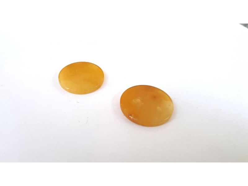 Yellow Jade gemstone, diameter 25mm flat