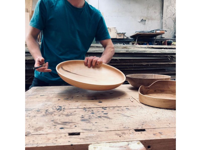 Bowl for storing materials,  36.5 cm external, turned in solid basswood