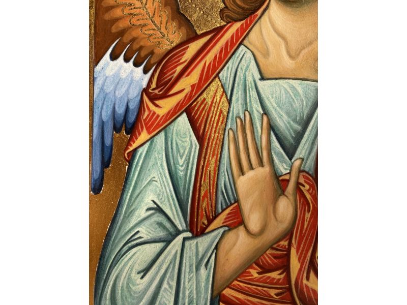 Icona Arcangelo Gabriele, 20x30 cm, con arco, liscia