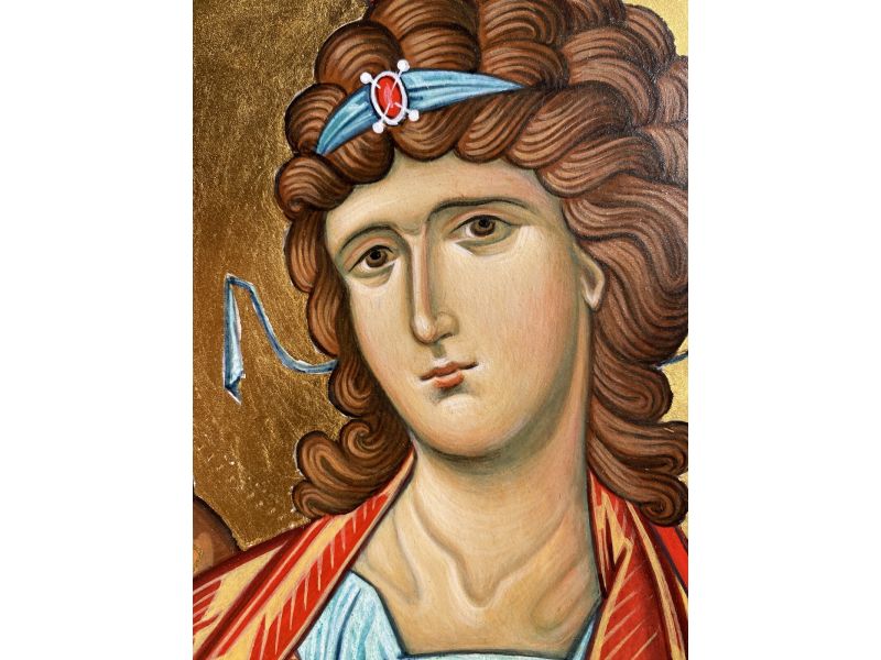 Icona Arcangelo Gabriele, 20x30 cm, con arco, liscia