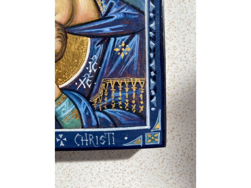 Ikone der Geburt Christi, Jungfrau Maria mit Jesuskind 13x17 cm