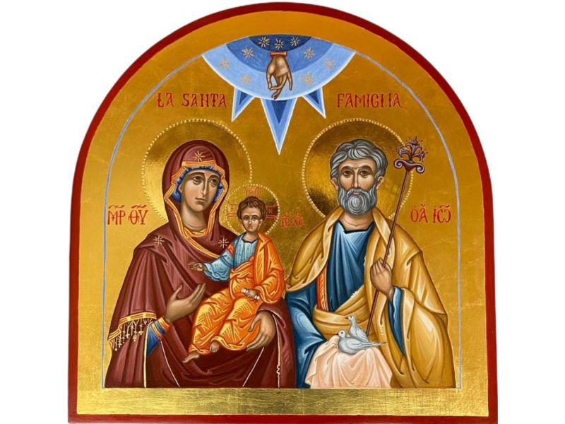 Icona Santa Famiglia, 30x30 cm arco