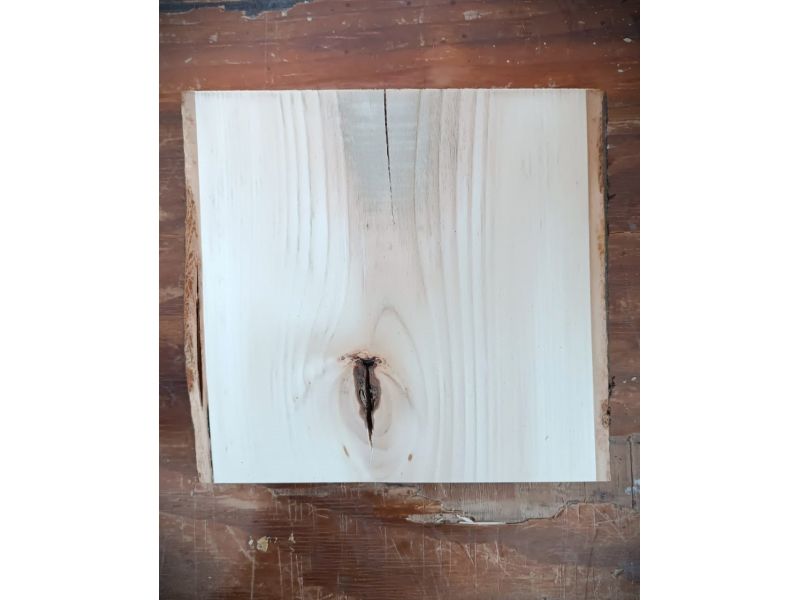 Pezzo unico in legno massiccio di Tiglio, per pirografia, 22x20 cm (con crepa)