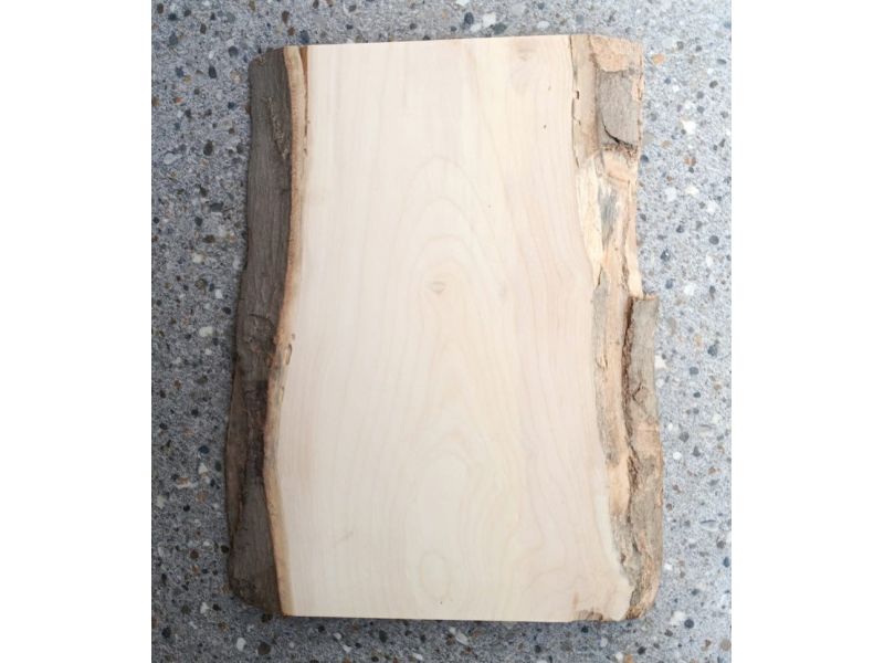Pieza nica en madera maciza de arce, con corteza, para pirograbado, 20x29 cm