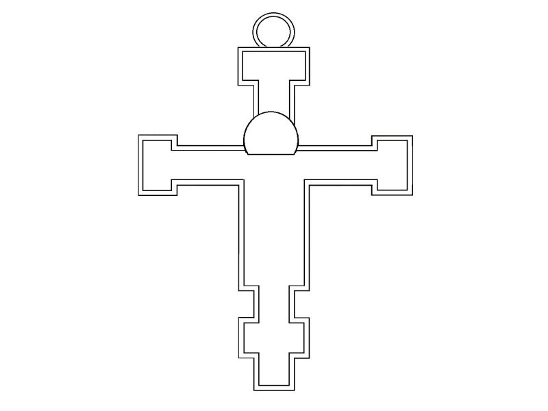 Croce Giunta Pisano di S. Maria degli Angeli, culla, clipeo, aureola, grezza