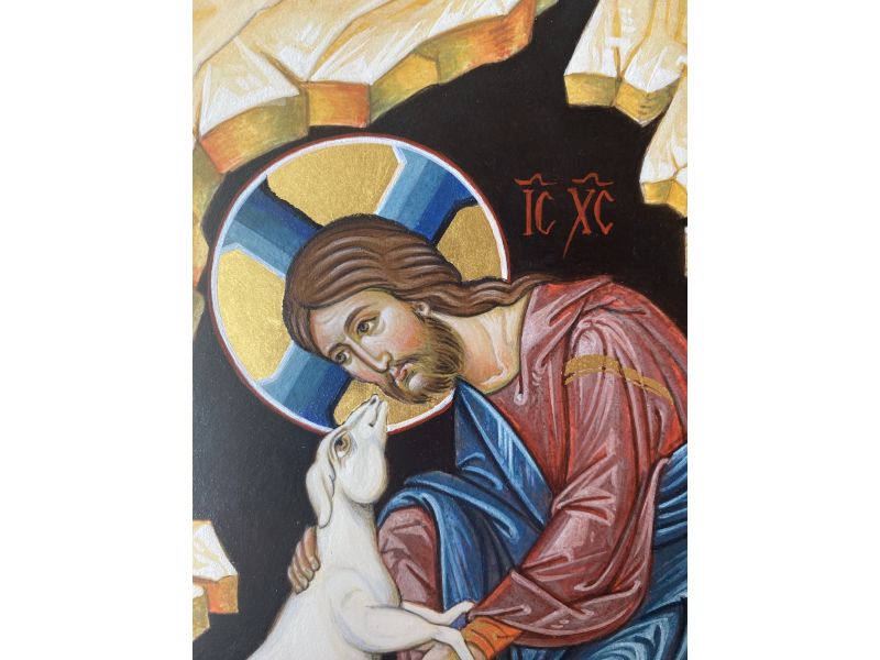 Icono Buen Pastor 20x30 cm con arco