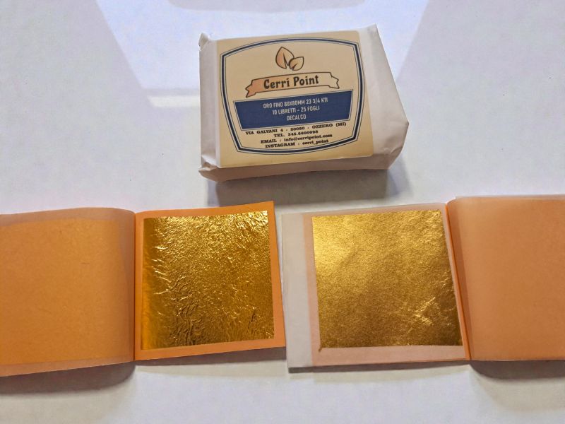 Livret feuille d'or, 25 feuilles, or jaune 23 3/4 kt Cerri Point (Italia)