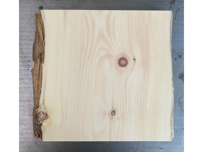 Unique piece in solid Swiss pine wood wood with bark, for pyrography, 23-25x25 cm