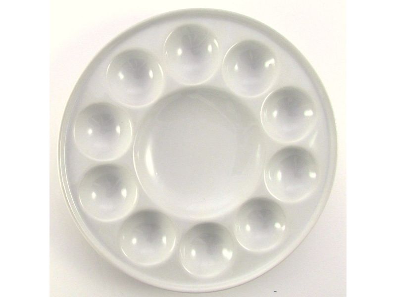 Porcelain palette, diameter 18,5 cm, 11 compartments round