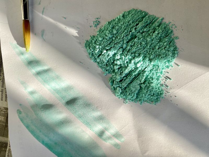 DIOPTASIO del Congo, minerale, pigmento macinato a 10 micron