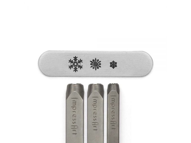 Set of 3 professional carbon steel punches, SNOWFLAKES, 6-9.5-12mm