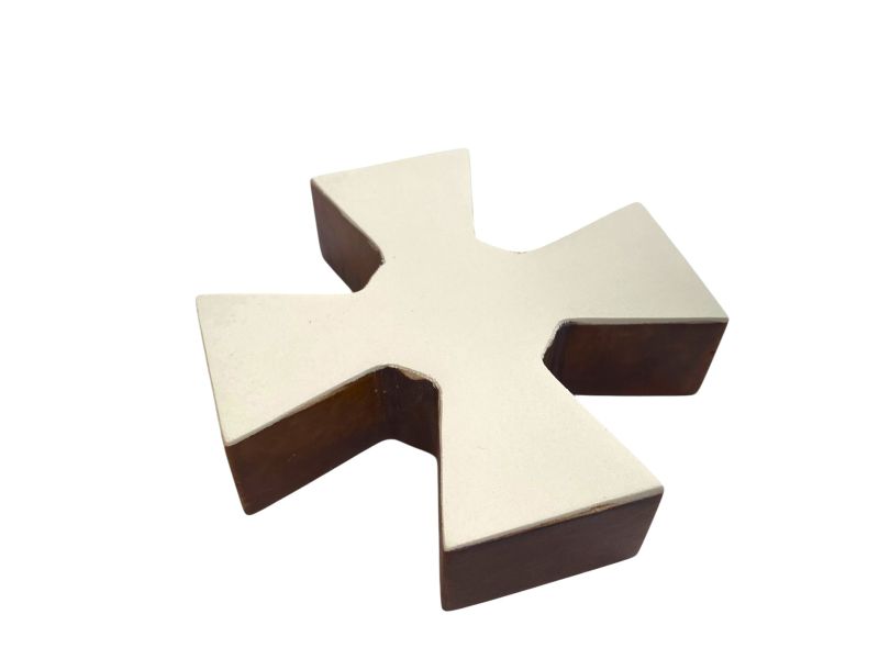 Croce Patente templare con cerchio al centro diam. 4cm 10x10 cm, liscia, gesso