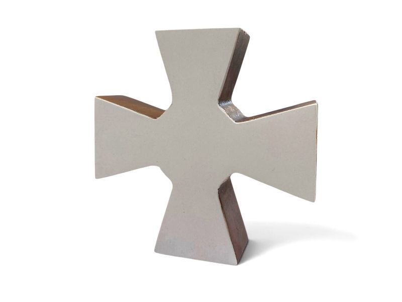 Croce Patente templare con cerchio al centro diam. 4cm 10x10 cm, liscia, gesso