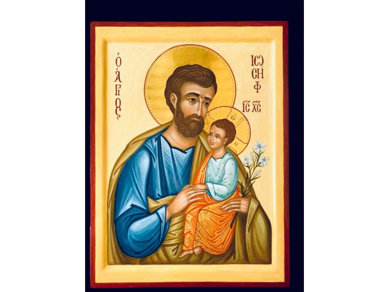 Ikone des Heiligen Josef und des Jesuskindes 24x32 cm
