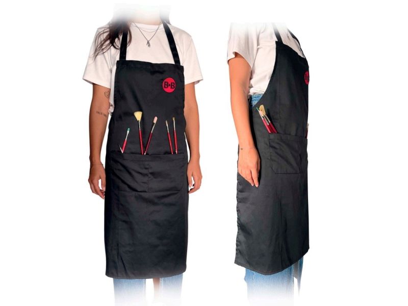 Grembiule nero in cotone con due tasche, Borciani Bonazzi