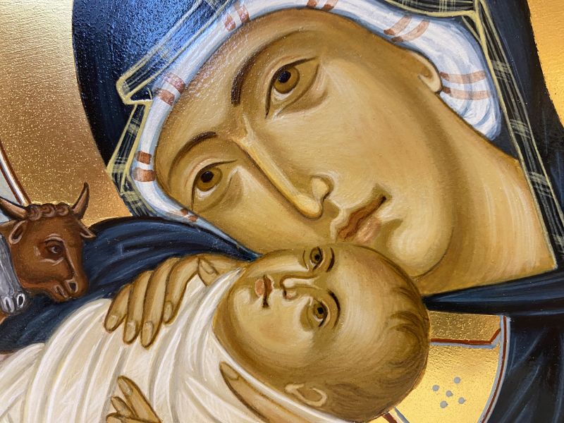 Icne de la Nativit, Vierge Marie avec l'enfant Jsus 18x24 cm