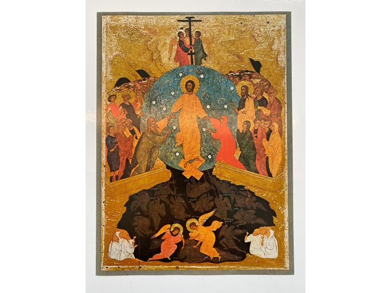 Stampa icona Discesa agli inferi Dionisij 1502, 20x27 cm