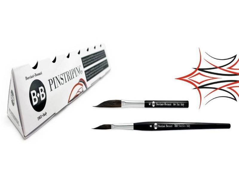 Kit Pinstriping Borciani, 2 Pennelli Spada in Filato Sintetico HIDRO