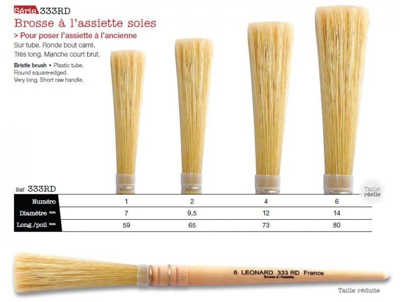 LEONARD. Long flat hair brush, natural bristle, series 333RD