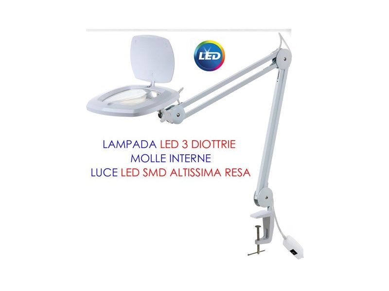 Led lamp with rectangular lens 17x10 cm 3 magnification diopters