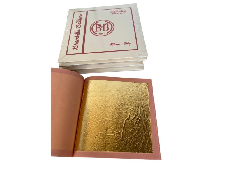 Libretto Foglia d'oro 25 fogli giallo 22,75 AD kt  Brambilla (Italia)
