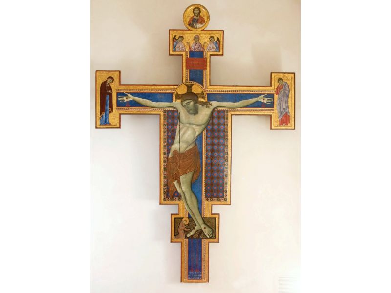 Kreuz Meister von S. Francesco in Perugia, geschnitzter brett, mit Halo, mit rundschild, mit Kreide