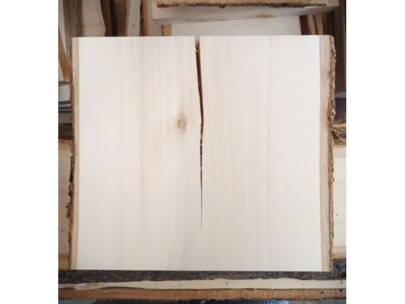 Piezas mixtas en madera de Tilo con corteza, para pirograbado, 28x25 cm (con crack)