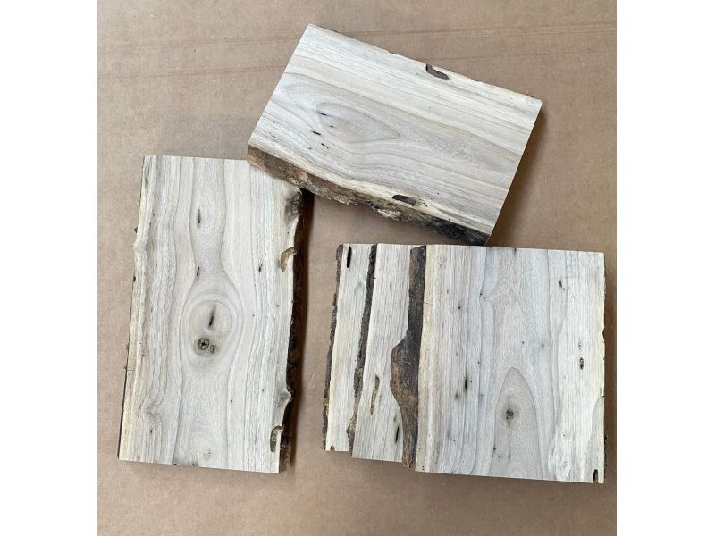 Pezzo unico in legno massiccio di NOCE, larghezza 15-16 cm, altezza 20-30 cm, CON FORI TARLO o NODO