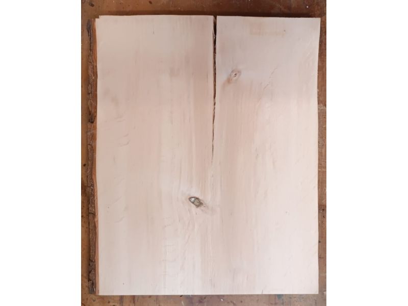 Pezzo unico in legno massiccio di ONTANO, larghezza 31 cm, altezza 39 cm, con crepa