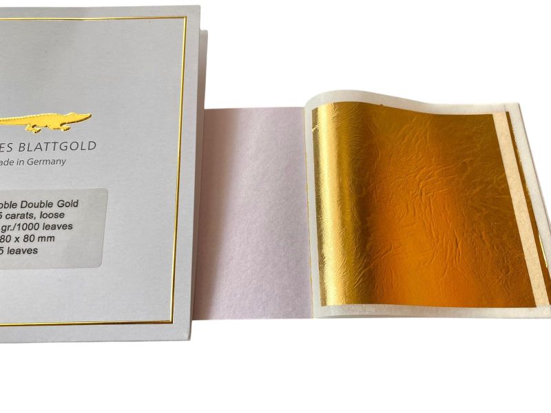 Eytzinger libretto foglia d'oro 25 fogli  23 3/4 Kt 8x8 cm DOPPIO SP. 14 gr. LIBERO