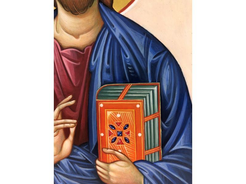 Icon, Christ Pantocrator 24x32 cm with floral decorations