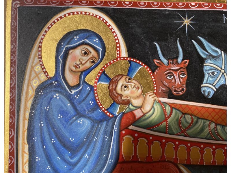 Icona Nativit�, stile arte catalana, 28x21 cm