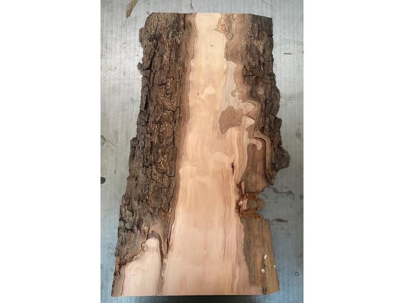 Pezzo unico in legno di Pero, con corteccia, larghezza 13 cm x altezza 52 cm